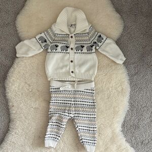 Janie & Jack Cozy Knit Baby Outfit with Lamb Design